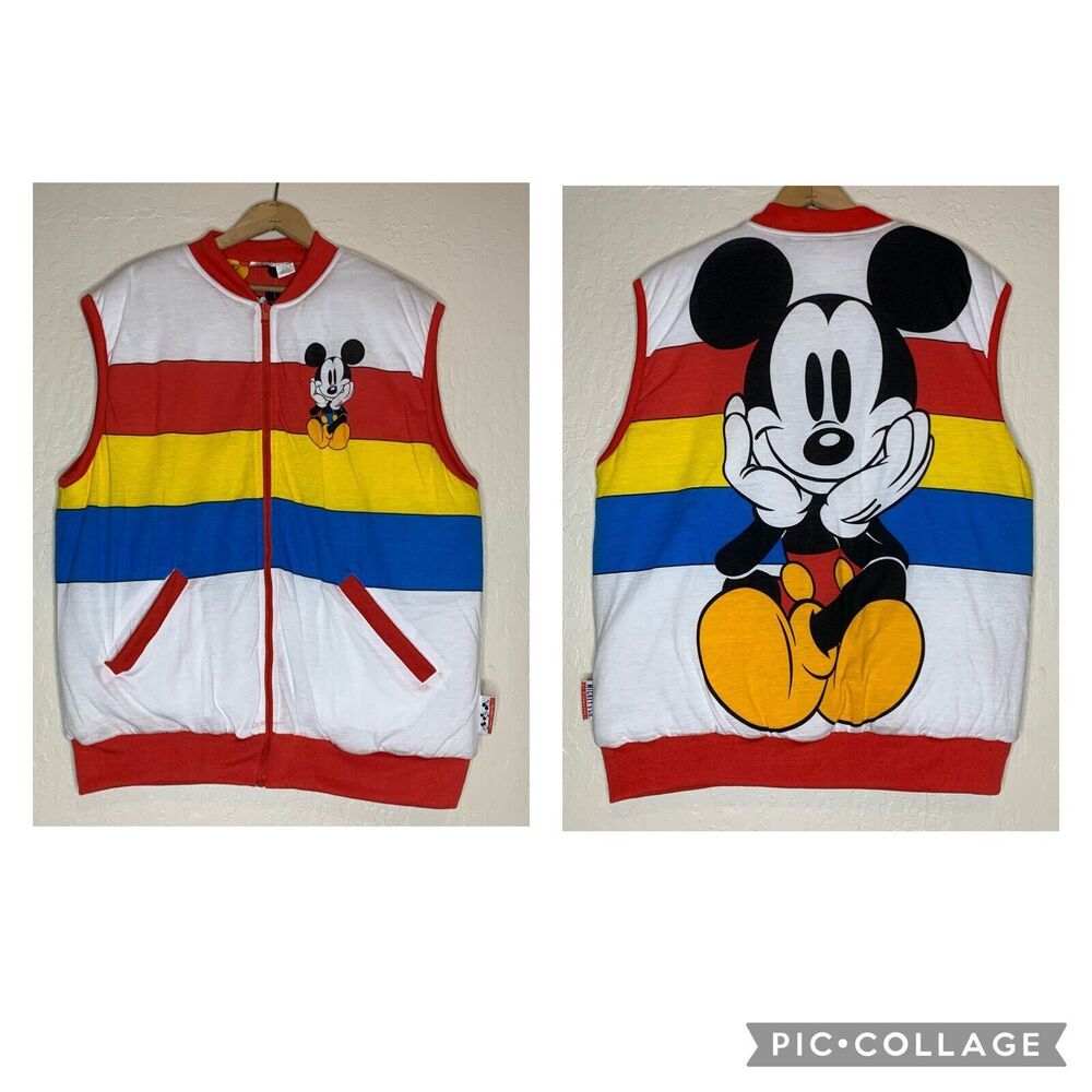 Vintage Mickey & Co Colorblock Full Zip Reversible Vest Adult Size Large NWTs